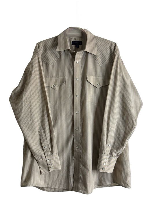 Panhandle Slim Other - Panhandle Slim Beige Striped Western Button-Up Shirt
